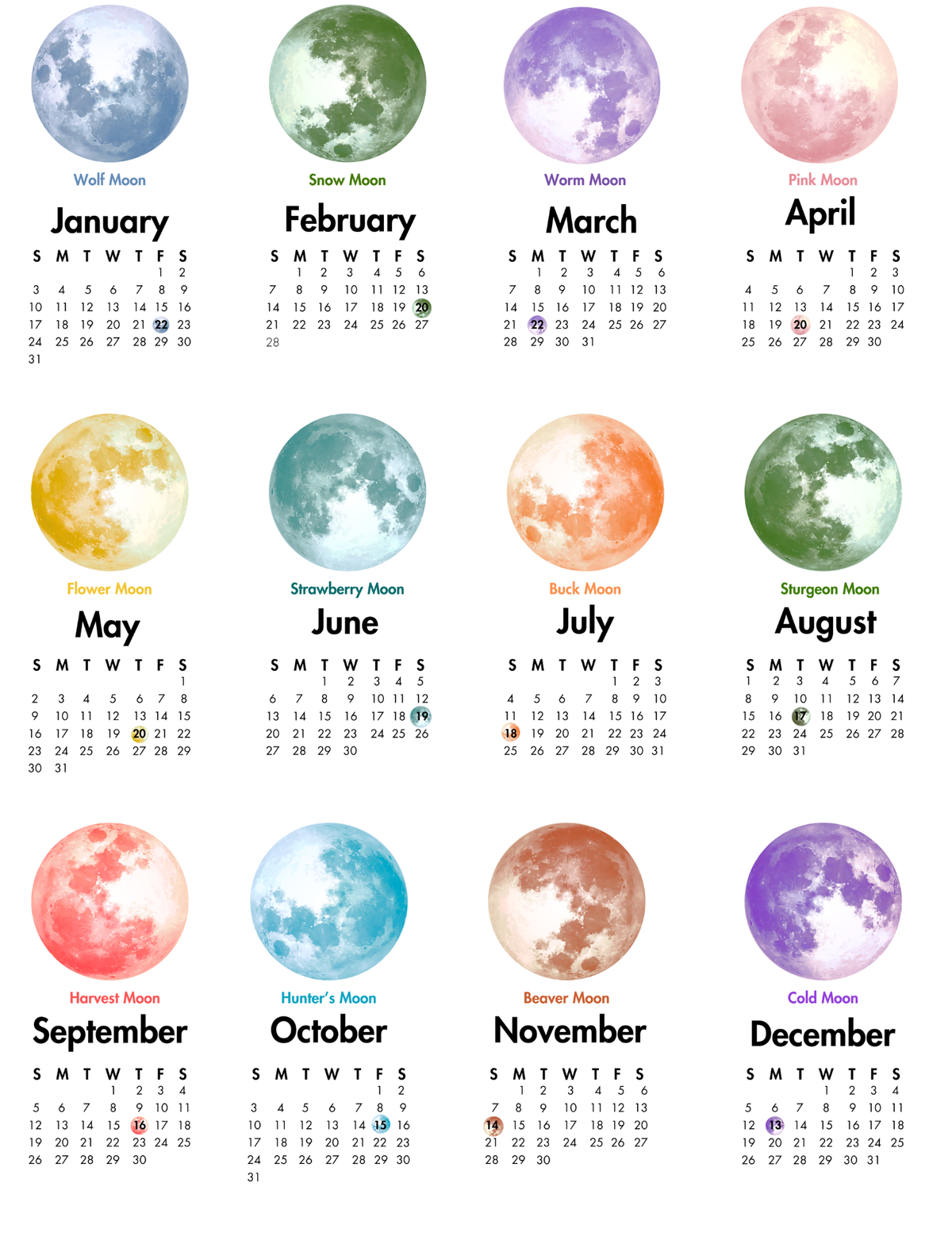 2027 Full Moon Desk Calendar